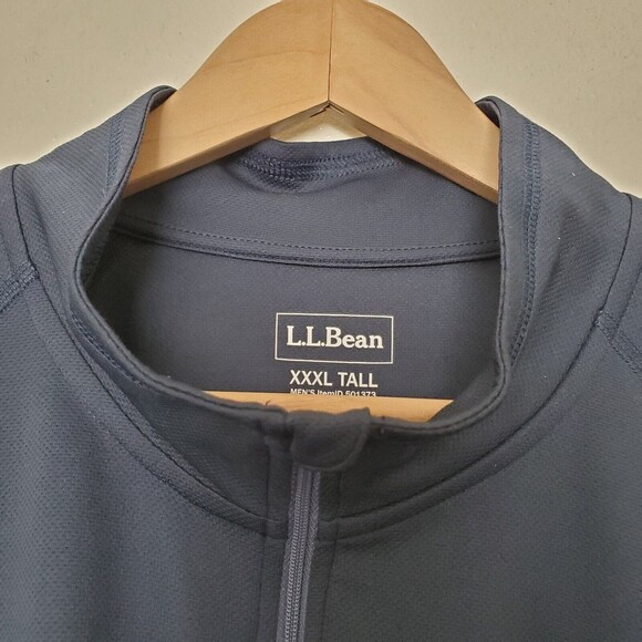 L.L.Bean Shirt Polyester 1/4 Quarter Zip Pullover Long Sleeve Men 3XL Blue Valin - Picture 5 of 14